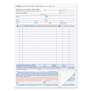 TOPS™ Bill Of Lading,16-line, Three-part Carbonless, 8.5 X 11, 1-page, 50 Forms freeshipping - TVN Wholesale